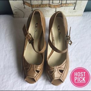 ❎DONATED❎ CL By Laundry Nude Peep Toe Platforms